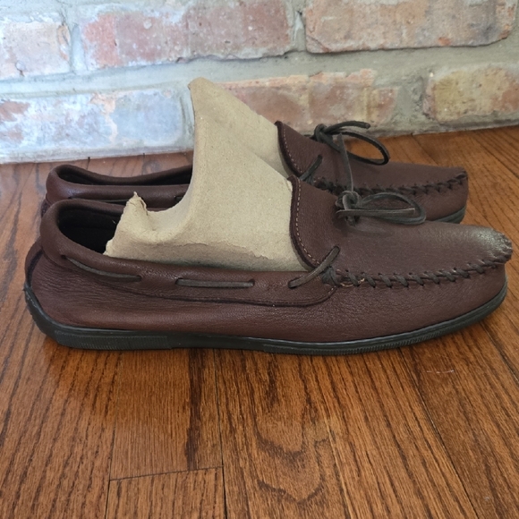 Minnetonka Men\'s Size 13 Brown Soft Leather Rubber Sole Driving Moccasin Loafers